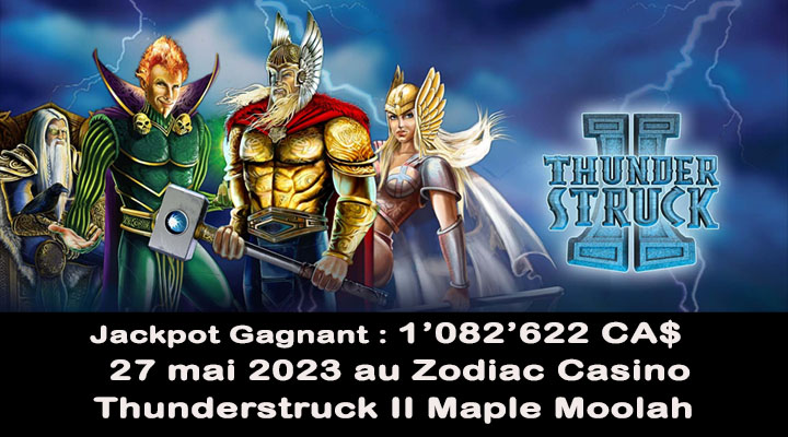 Jackpot gagnant sur la slot Thunderstruck 2 Maple Moolah