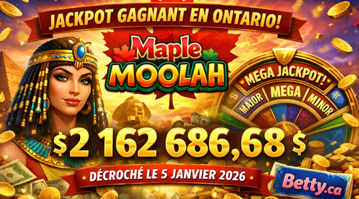 Jackpot Maple Moolah Record en Ontario sur le Site Betty.ca