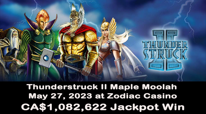 Winning jackpot on the Thunderstruck 2 Maple Moolah slot